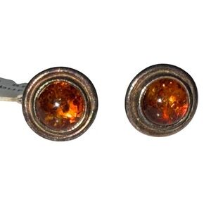 Vintage 925 silver earrings with amber, originating from Poland, NWT